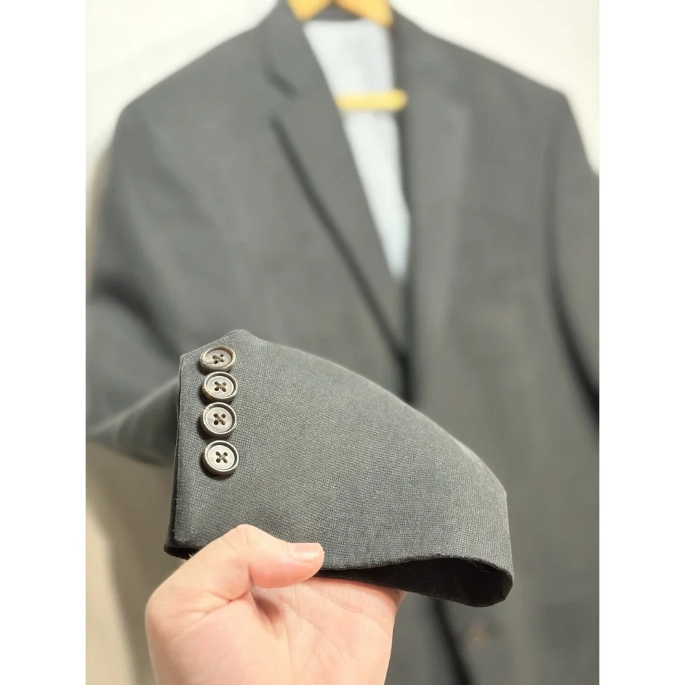 Lauren Ralph Lauren Faux Micro Suede Dark Gray Sport Coat 2 Button Blazer 44R